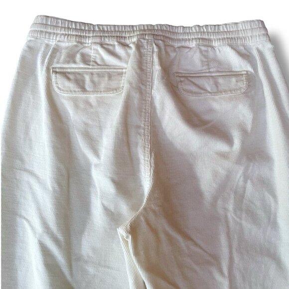 J Crew Womens Camp Pant Sz Large Tall LT Ivory Corduroy Tie Waist Garment Dyed - Picture 5 of 7